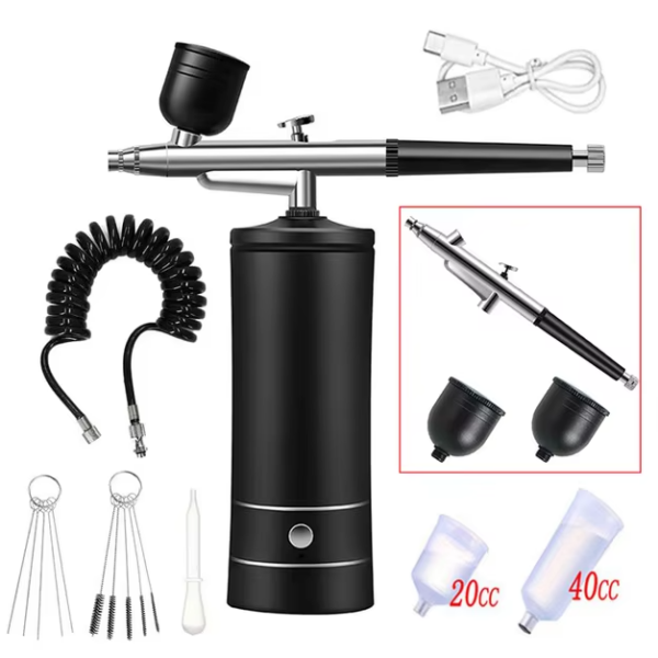 מכשיר אייר בראש (Airbrush) אלחוטי מקצועי לציפורניים ונייל ארט (התזת צבע - אומברה)