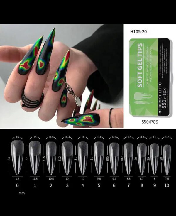 ג'לי טיפס 550 יחידות MEDIUM STILETTO