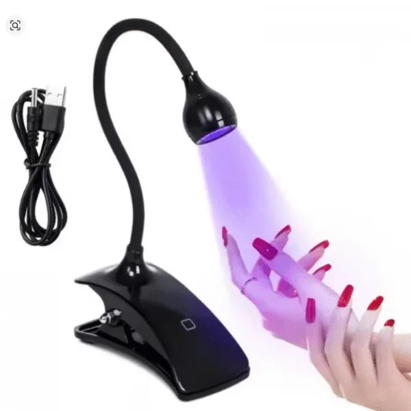 מנורת UV שולחנית גמישה (קליפס) לייבוש טיפסים – 18W שחורה