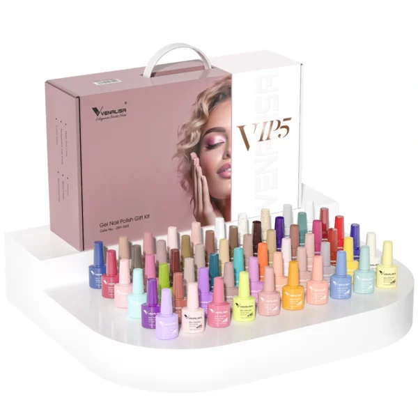 ערכת לק ג'ל Venalisa VIP5 מקצועית – 60 צבעים כולל פריימר בסיס וטופ