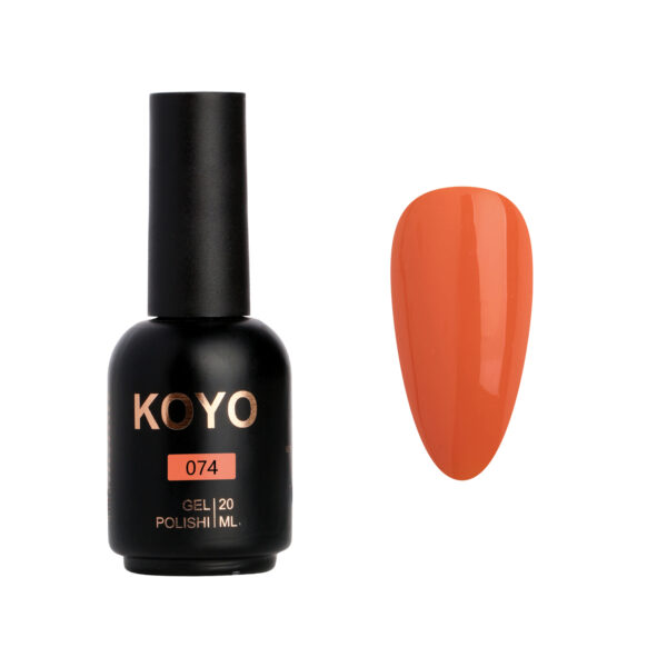 לק ג'ל קויו KOYO גוון 074 כתום דלעת אטום - בקבוק ענק 20 מ"ל (HEMA & TPO Free)