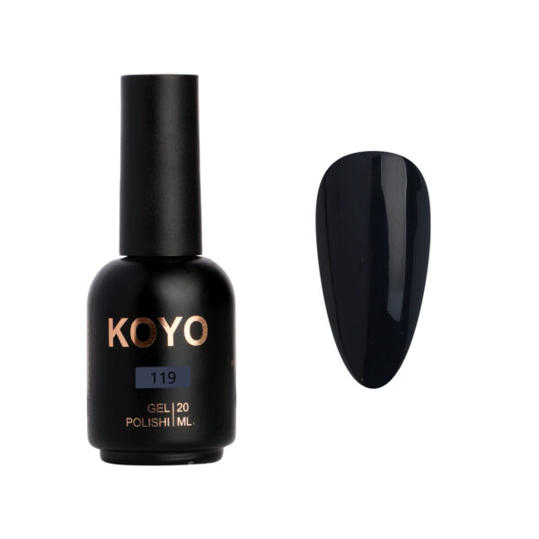 לק ג'ל קויו KOYO גוון 119 שחור עמוק אטום (Deep Black) - בקבוק ענק 20 מ"ל (HEMA & TPO Free)
