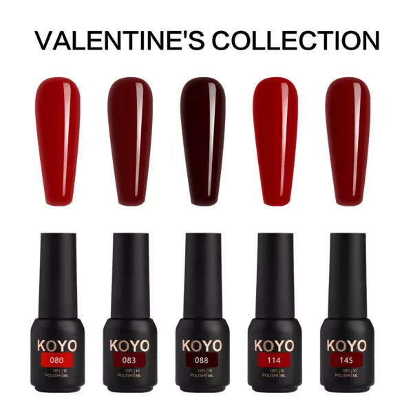 מארז 5 בקבוקים קולקציית ולנטיין (אדומים) – KOYO Valentine's Collection (10 מ״ל ליחידה)
