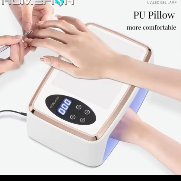 מנורת UV/LED לייבוש ציפורניים HomFi יוקרתית משולבת עם כרית 90 לדים