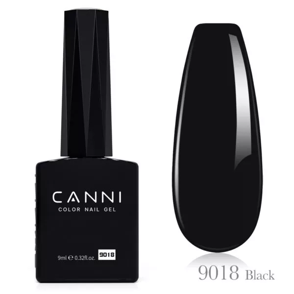 CANNI לק ג’ל 9 מ”ל HEMA FREE – גוון 9018 (שחור קלאסי / Jet Black)