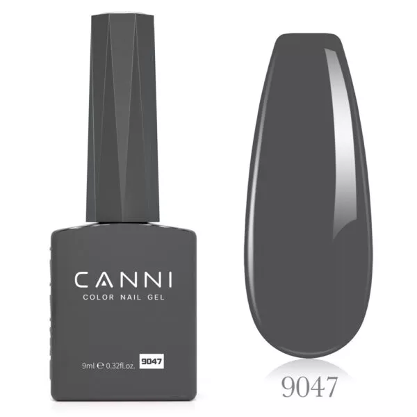 CANNI לק ג’ל 9 מ”ל HEMA FREE – גוון 9047 (אפור גרפיט כהה / Dark Graphite Grey)