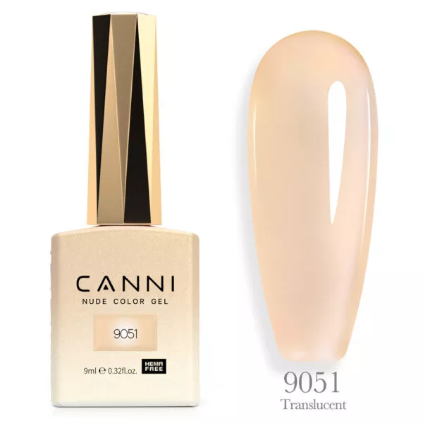 CANNI לק ג’ל 9 מ”ל HEMA FREE – גוון 9051 (קרם וניל שקוף / Translucent Vanilla Cream)