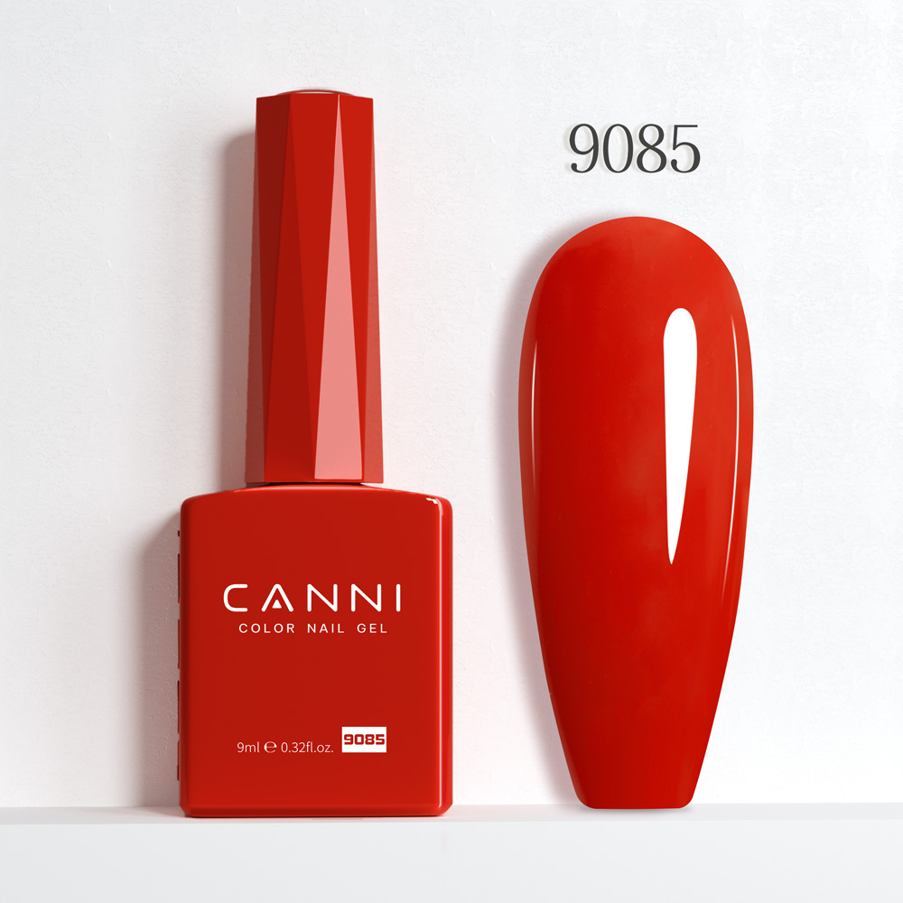 CANNI לק ג’ל 9 מ”ל HEMA FREE – גוון 9085 (אדום כתמתם לוהט / Fiery Red Orange)