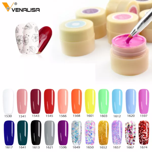 ערכת אומנות הציפורניים: סט 22 ג'לים לציור Venalisa – פיגמנט מרוכז לדיוק מקסימלי