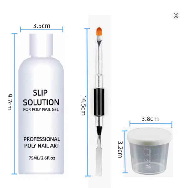 ערכת עבודה מקצועית לפוליג'ל – נוזל, מכחול וכוס עבודה