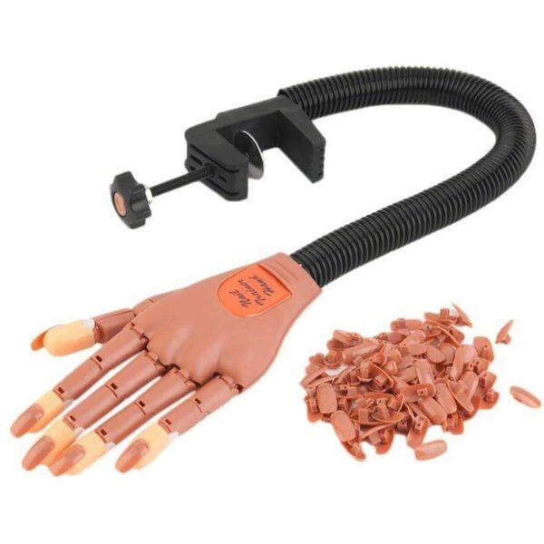 יד אימון לציפורניים עם 100 טיפסים וחיבור לשולחן – פתרון מושלם לתרגול בניית ציפורניים