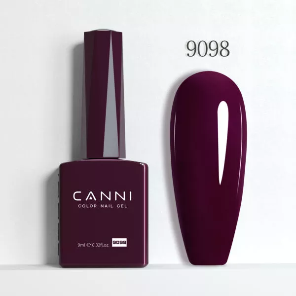 CANNI לק ג’ל 9 מ”ל HEMA FREE – גוון 9098 (סגול יין עמוק / Deep Wine Purple)