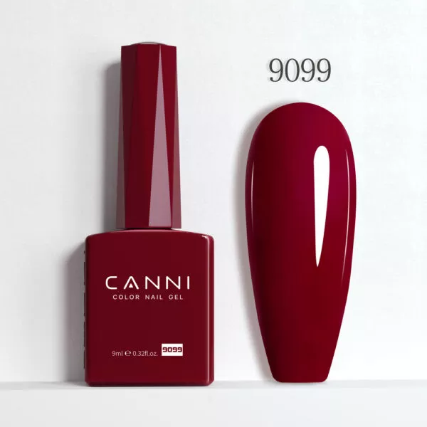 CANNI לק ג’ל 9 מ”ל HEMA FREE – גוון 9099 (בורדו יין קלאסי / Classic Burgundy Red)