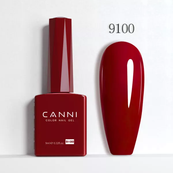 CANNI לק ג’ל 9 מ”ל HEMA FREE – גוון 9100 (אדום דם עמוק / Deep Blood Red)