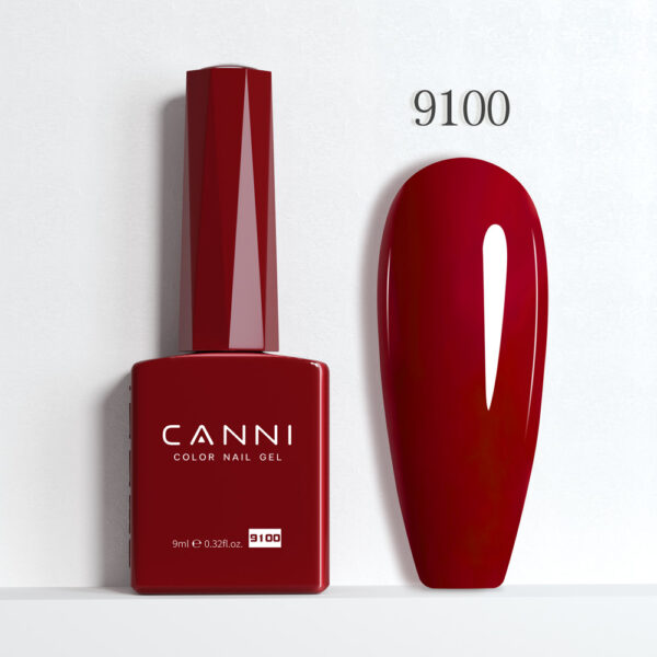 CANNI לק ג’ל 9 מ”ל HEMA FREE – גוון 9100 (אדום דם עמוק / Deep Blood Red)