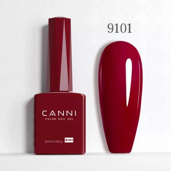 CANNI לק ג’ל 9 מ”ל HEMA FREE – גוון 9101 (אדום דובדבן עמוק / Deep Cherry Red)