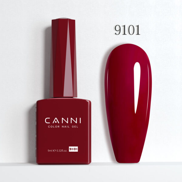 CANNI לק ג’ל 9 מ”ל HEMA FREE – גוון 9101 (אדום דובדבן עמוק / Deep Cherry Red)