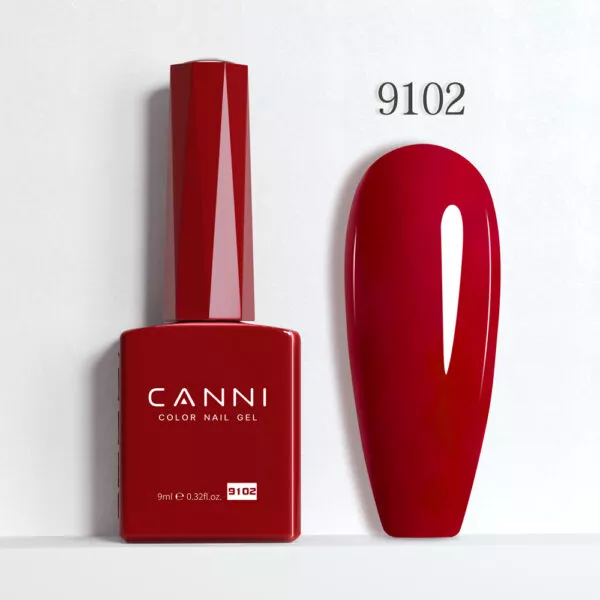 CANNI לק ג’ל 9 מ”ל HEMA FREE – גוון 9102 (אדום יין עשיר / Rich Wine Red)