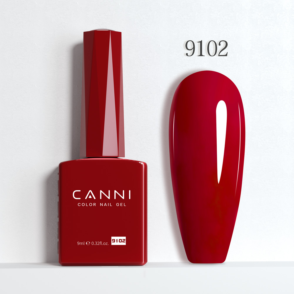 CANNI לק ג’ל 9 מ”ל HEMA FREE – גוון 9102 (אדום יין עשיר / Rich Wine Red)