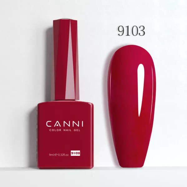 CANNI לק ג’ל 9 מ”ל HEMA FREE – גוון 9103 (אדום דובדבן עמוק / Deep Cherry Red)