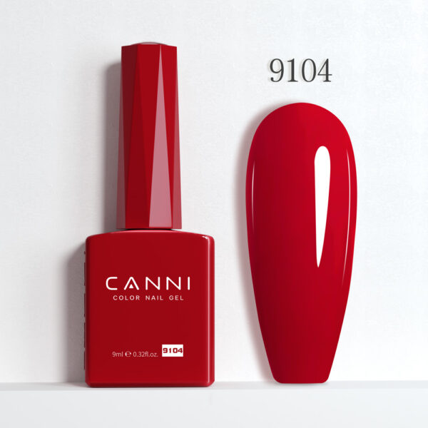 CANNI לק ג’ל 9 מ”ל HEMA FREE – גוון 9104 (אדום דובדבן קלאסי / Classic Cherry Red)