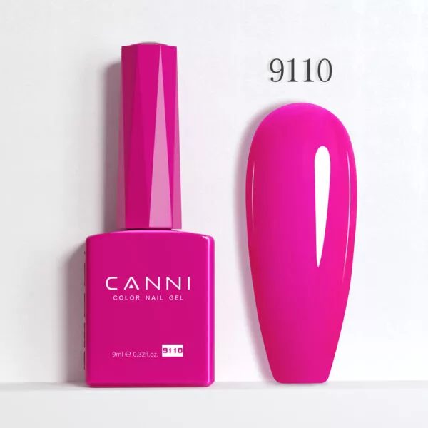 CANNI לק ג’ל 9 מ”ל HEMA FREE – גוון 9110 (ורוד מגנטה עז / Vibrant Magenta Pink)