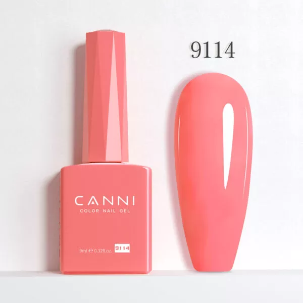 CANNI לק ג’ל 9 מ”ל HEMA FREE – גוון 9114 (ורוד אפרסק עמוק / Deep Peach Pink)