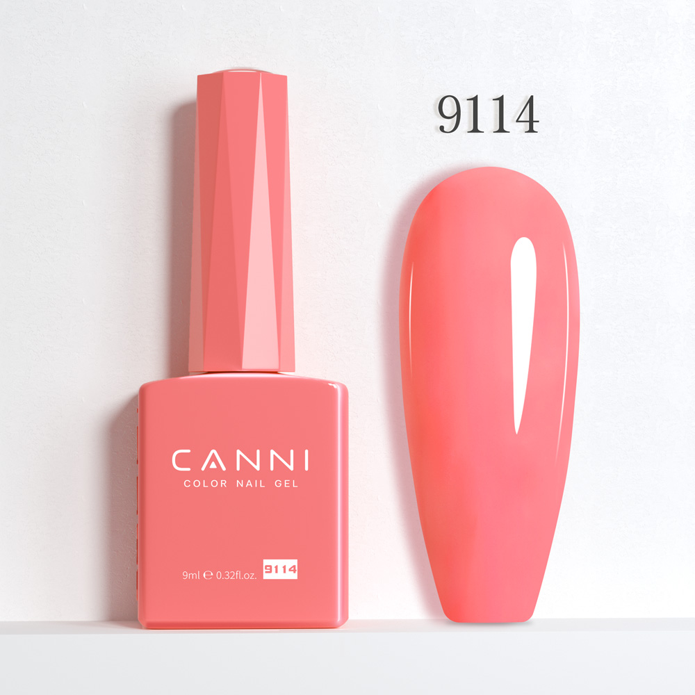 CANNI לק ג’ל 9 מ”ל HEMA FREE – גוון 9114 (ורוד אפרסק עמוק / Deep Peach Pink)