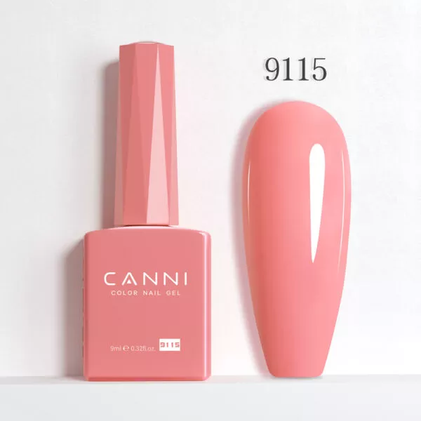 CANNI לק ג’ל 9 מ”ל HEMA FREE – גוון 9115 (ורוד סלמון עמוק / Deep Salmon Pink)