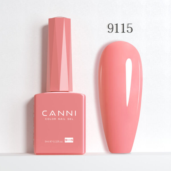 CANNI לק ג’ל 9 מ”ל HEMA FREE – גוון 9115 (ורוד סלמון עמוק / Deep Salmon Pink)