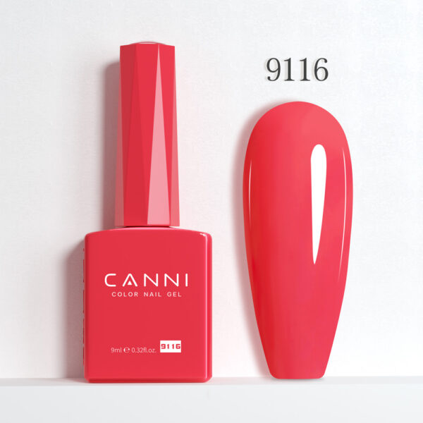 CANNI לק ג’ל 9 מ”ל HEMA FREE – גוון 9116 (ורוד סלמון בוהק / Vibrant Salmon Pink)