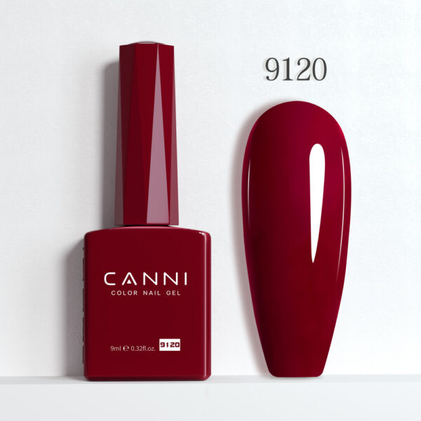 CANNI לק ג’ל 9 מ”ל HEMA FREE – גוון 9120 (אדום יין עמוק / Deep Wine Red)