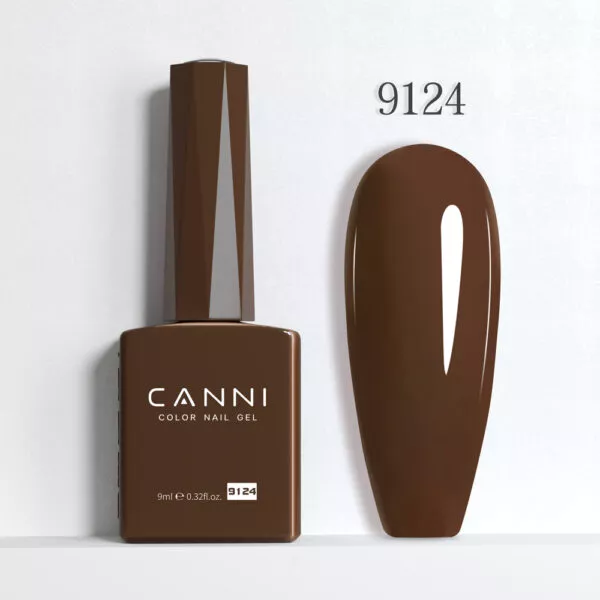 CANNI לק ג’ל 9 מ”ל HEMA FREE – גוון 9124 (חום שוקולד מריר / Dark Chocolate Brown)