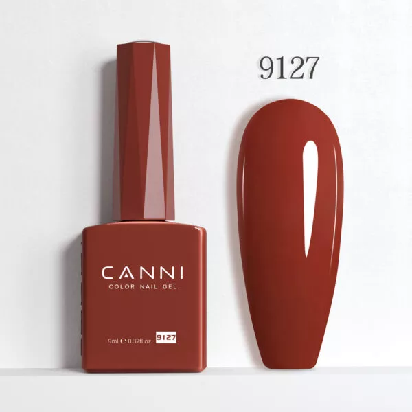 CANNI לק ג’ל 9 מ”ל HEMA FREE – גוון 9127 (חום טרה-קוטה עמוק / Deep Terracotta Brown)