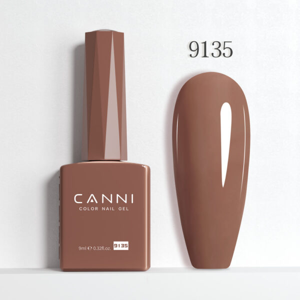 CANNI לק ג’ל 9 מ”ל HEMA FREE – גוון 9135 (ניוד מוקה עמוק / Deep Mocha Nude)