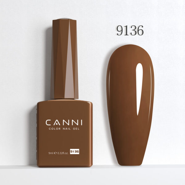 CANNI לק ג’ל 9 מ”ל HEMA FREE – גוון 9136 (חום שוקולד חלב / Milk Chocolate Brown)