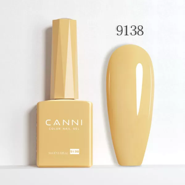 CANNI לק ג’ל 9 מ”ל HEMA FREE – גוון 9138 (צהוב פסטל קרמי / Creamy Pastel Yellow)
