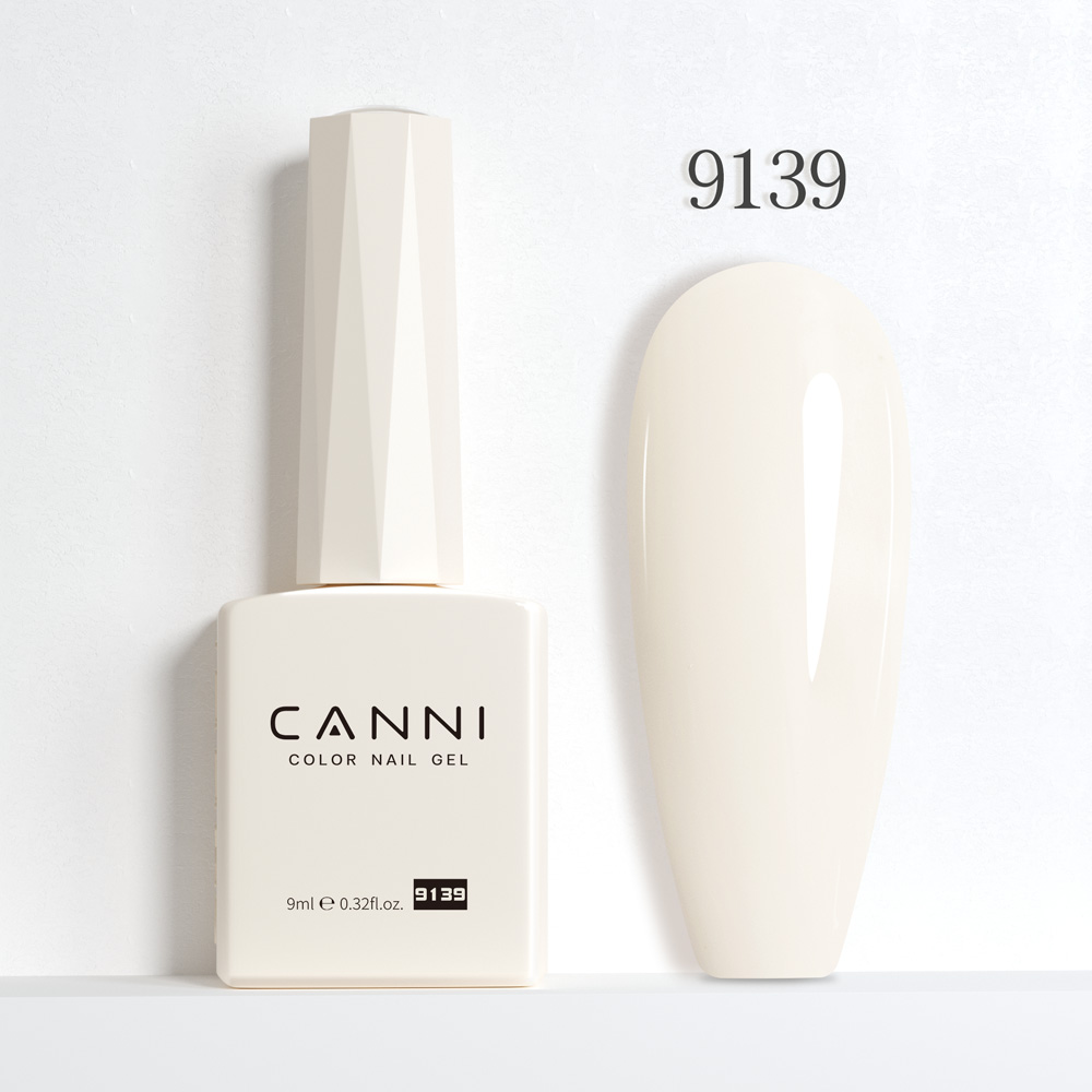 CANNI לק ג’ל 9 מ”ל HEMA FREE – גוון 9139 (לבן שמנת פנינה / Pearly Cream White)