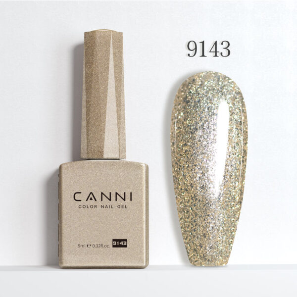CANNI לק ג’ל 9 מ”ל HEMA FREE – גוון 9143 (נצנצים שמפניה קריסטל / Crystal Champagne Glitter)