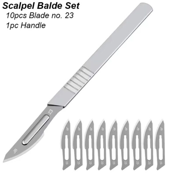 סט סקלפל מקצועי לפדיקור – ידית + 10 להבים מספר 23 (Scalpel Blade Set)