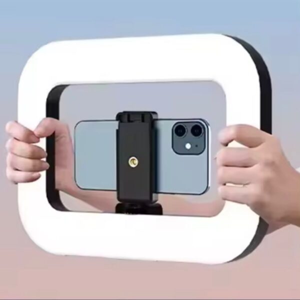 רינג לייט מלבני מקצועי עם ידיות ייצוב לצילום בסמארטפון