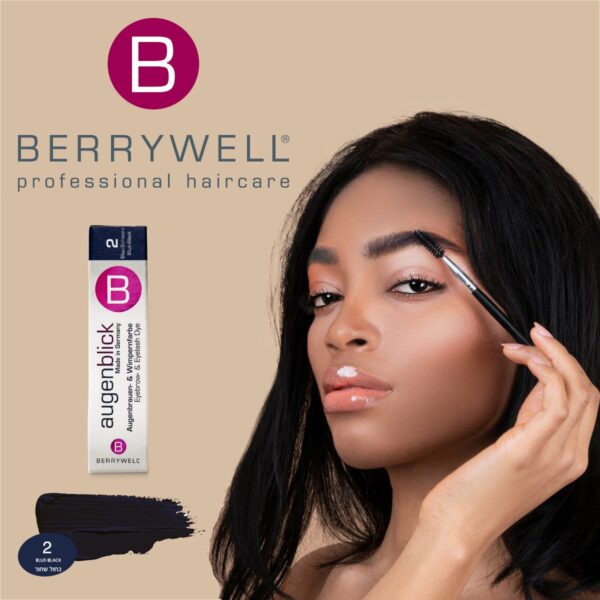 צבע גבות וריסים מקצועי Berrywell – שחור כחול מס' 2 (Blue Black)