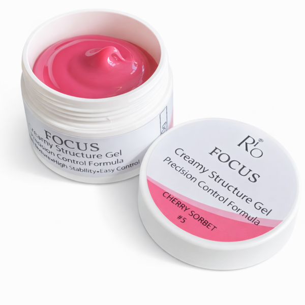 ג'ל בנייה במרקם חמאה ריו Rio FOCUS Creamy Structure Gel – גוון Cherry Sorbet #5 ורוד דובדבן (30 גרם)