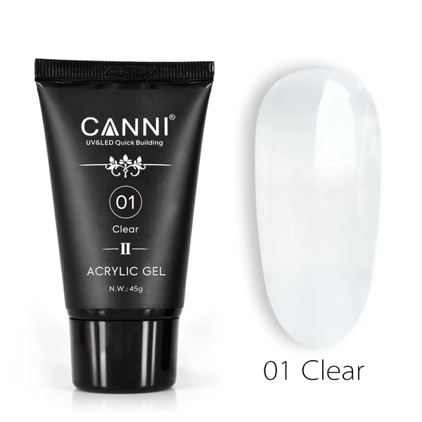 פוליג'ל קאני CANNI לבניית ציפורניים 45 גרם – 01 Clear (שקוף טהור)