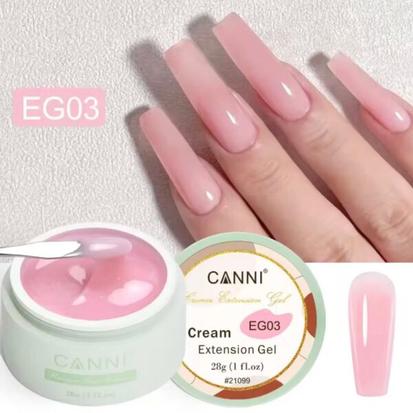 ג'ל בנייה קאני Canni Cream Extension Gel בנפח 28 גרם – גוון EG03 (ורוד חלבי רך)