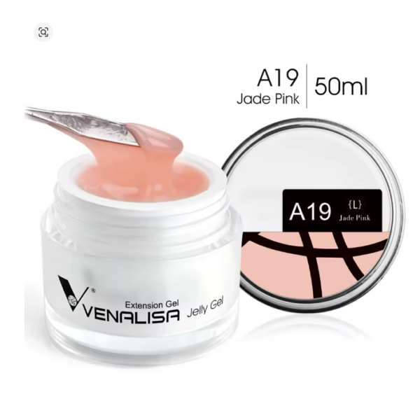 ג'ל בנייה פרימיום ונליסה Venalisa Jade Pink A19 – צנצנת ענק 50 מ"ל (Hard Gel) למניקור מקצועי