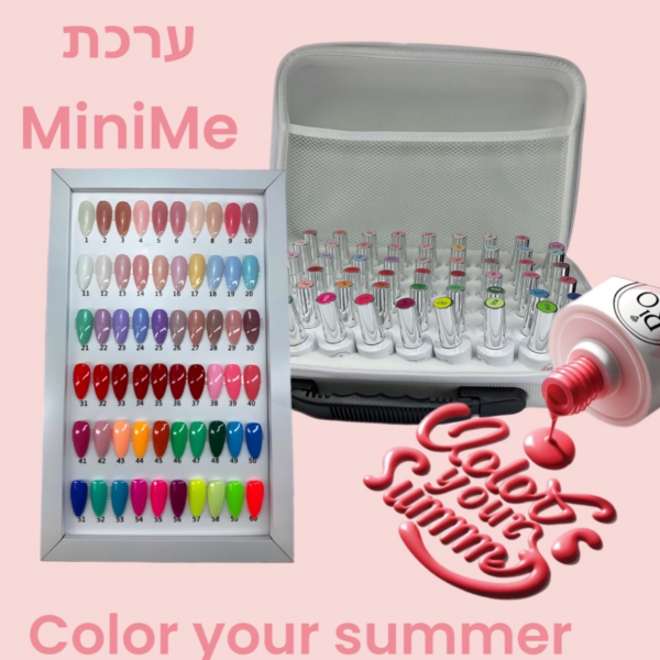 מזוודת לק ג'ל MiniMe ריו (Rio) – מארז 60 מיני ג'לים כולל ראבר וטופ (HEMA & TPO Free)