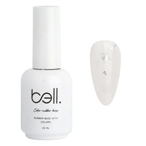 ראבר בייס צבעוני מנצנץ בבקבוק בל Bell מספר 001 (Diamond Ring - לבן חלבי עם פתיתי יהלום) - 20 מ"ל למבנה אנטומי מושלם