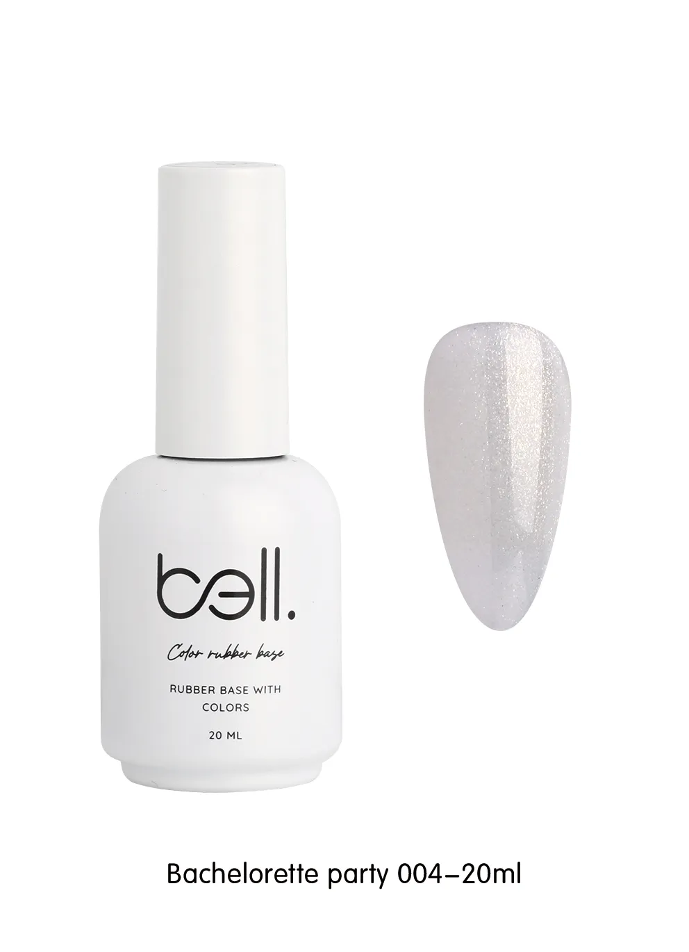 ראבר בייס צבעוני מנצנץ בבקבוק בל Bell מספר 004 (Bachelorette Party - כסוף חלבי מנצנץ) - 20 מ"ל למבנה אנטומי מושלם
