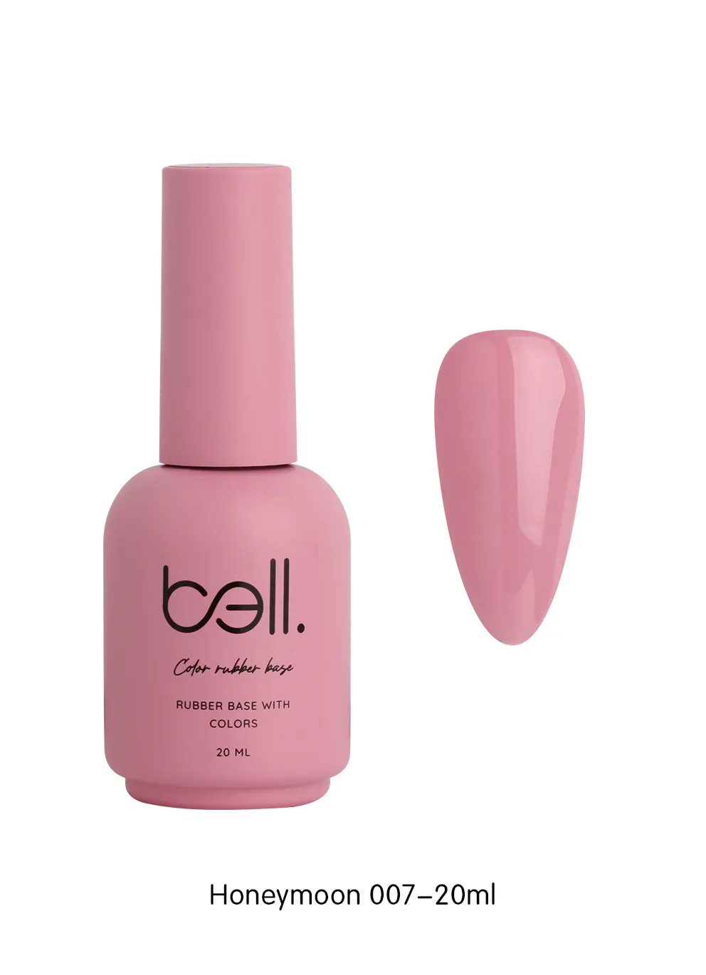 ראבר בייס צבעוני בבקבוק בל Bell מספר 007 (Honeymoon - ורוד פטל חלבי עשיר) - 20 מ"ל למבנה אנטומי מושלם